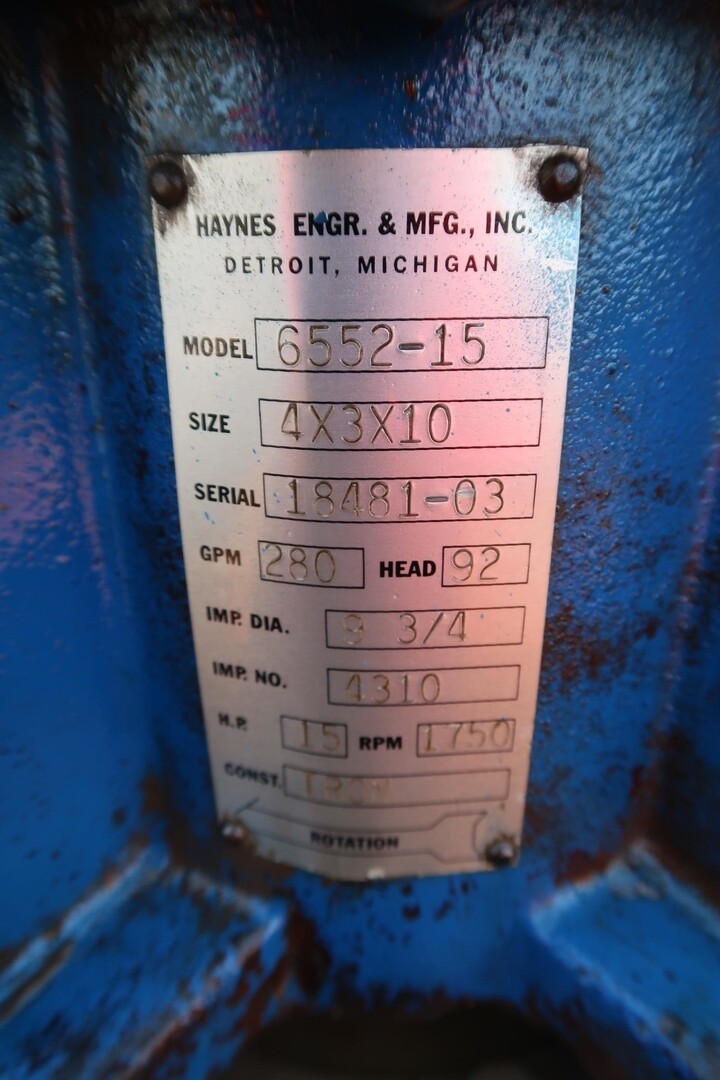 280 GPM @ 92' TDH, Calypso #6552-15, Water Jet Pump, 15 HP, 1755 RPM, 9-3/4" impeller diameter 230/460 V - Image 2