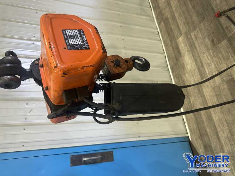 2 Ton, Jet #2RS-1-15, electric chain hoist with trolley, 15' lifting height, pendant Control, chain box, 1999 - Image 4