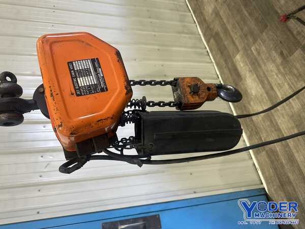2 Ton, Jet #2RS-1-15, electric chain hoist with trolley, 15' lifting height, pendant Control, chain box, 1999 - Image 10