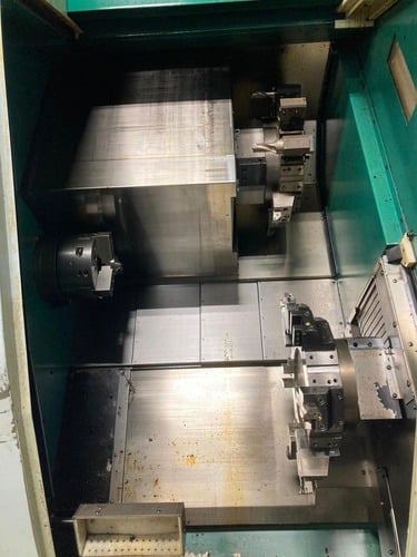 Nakamura Tome #WT-250, CNC Lathe, 9.8" swing, 8" chuck, 2" bar, Fanuc 18i-T, twin turret, chip conveyor - Image 5