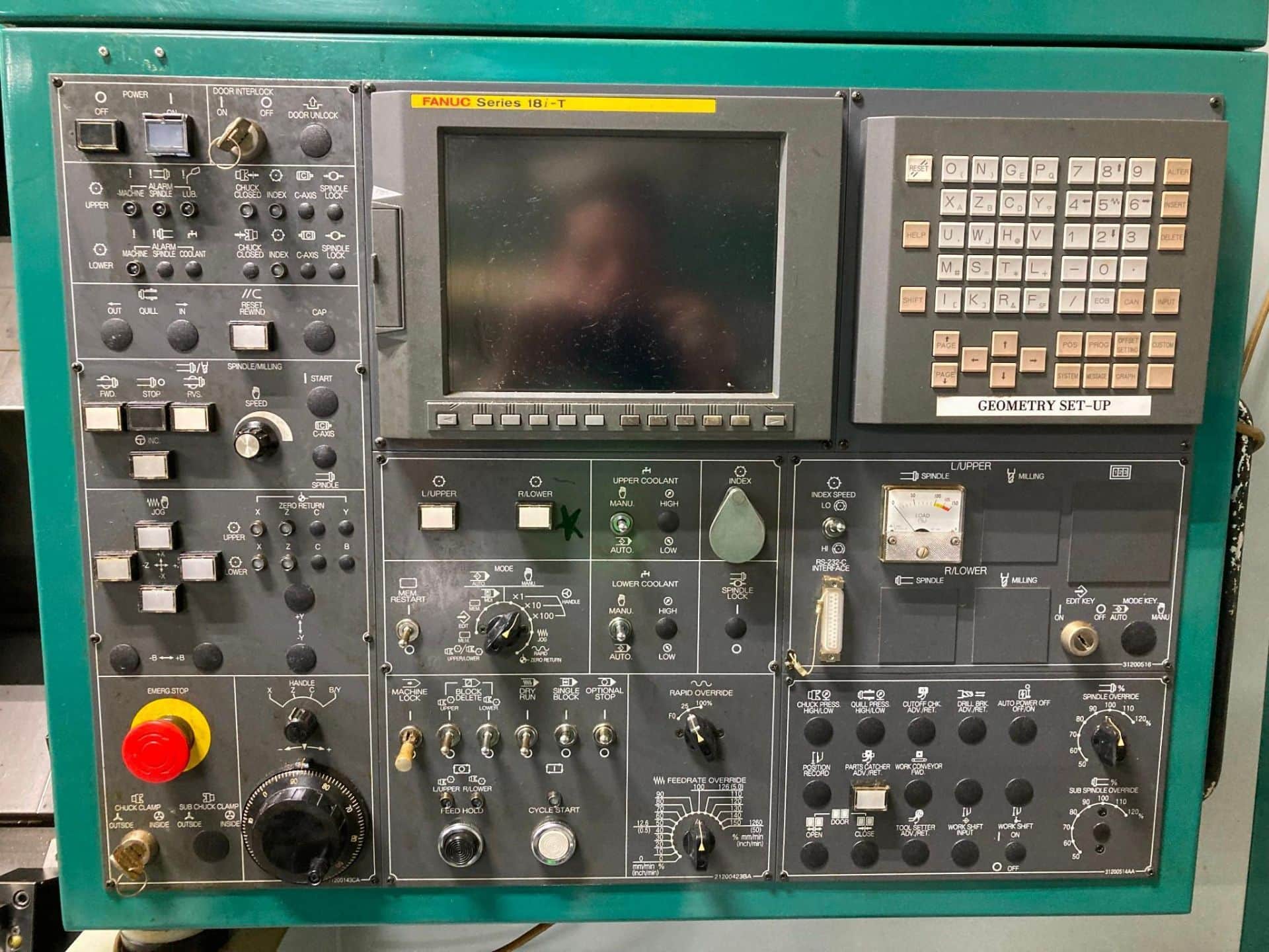 Nakamura Tome #WT-250, CNC Lathe, 9.8" swing, 8" chuck, 2" bar, Fanuc 18i-T, twin turret, chip conveyor - Image 8