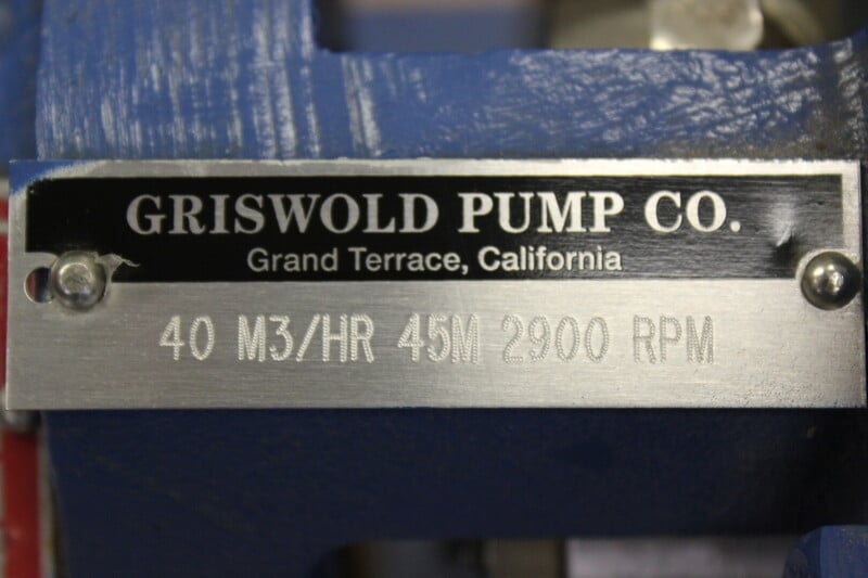 176 GPM, Griswold #S-AB-10020, Pump, 45 m head, 20 HP, 3520 RPM, 230/460 V, 3x1.5x8 size, 40 cu.m/hr, 2011 - Image 5