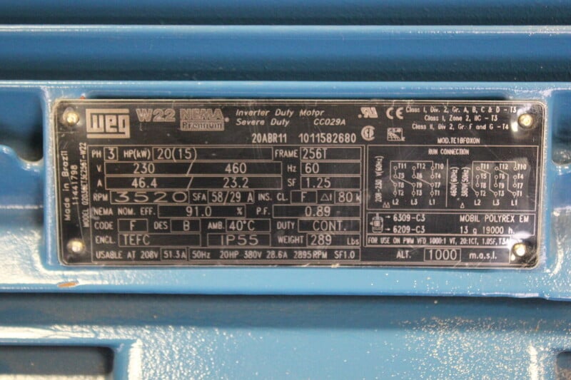 176 GPM, Griswold #S-AB-10020, Pump, 45 m head, 20 HP, 3520 RPM, 230/460 V, 3x1.5x8 size, 40 cu.m/hr, 2011 - Image 6
