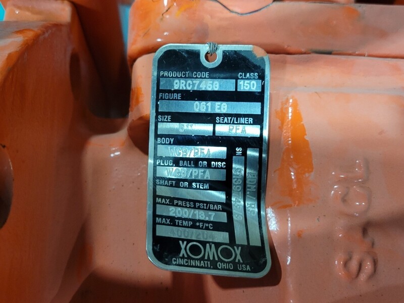 6" Tuflin Xomox #061EG, Plug Valve, Class 150, Seat/Liner PFA, 400 Deg F - Image 2