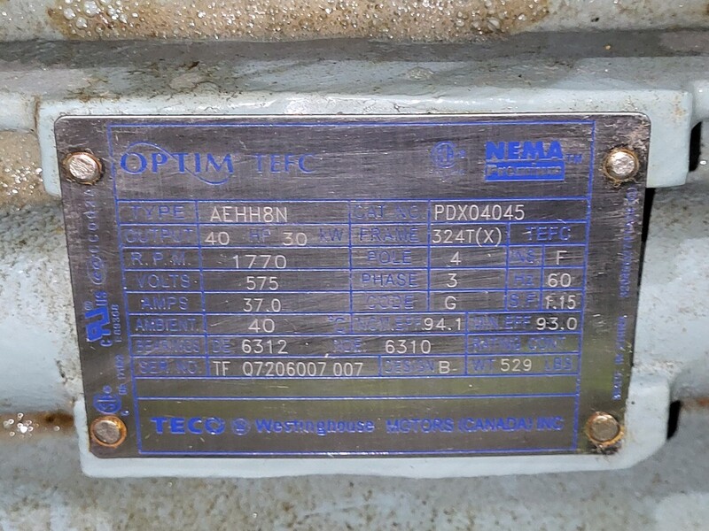 1500 GPM @ 125' TDH, Goulds #3175S, Goulds #3175S, Paper Stock/ Process Pump, 40 HP, 1770 RPM, 575 V, 8x8-12 - Image 7