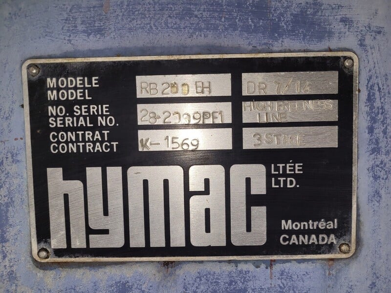 Hymac #RB200EH, Third Stage Low Density Cleaner, High Freeness, S/N 28-2009PF1 - Image 2