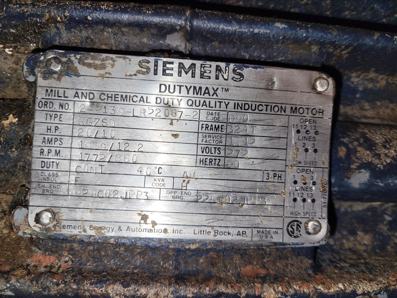 20/10 HP SHW #P618-SHW, Under-Tank Agitator, 575 V, S/N 20.576 - Image 4