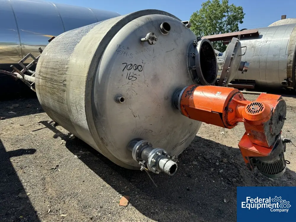 1200 gallon Precision Stainless Reactor, 304 Stainless Steel, 50/150 psi, 72" diameter x 72" straight side - Image 6