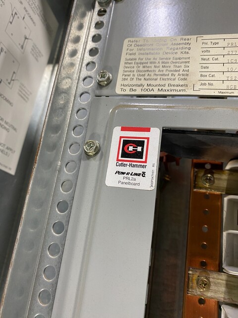 225 Amp. Cutler-Hammer, PRL2a, Pow-R-Line Panelboard, 277/480 Volts (4 available) - Image 7