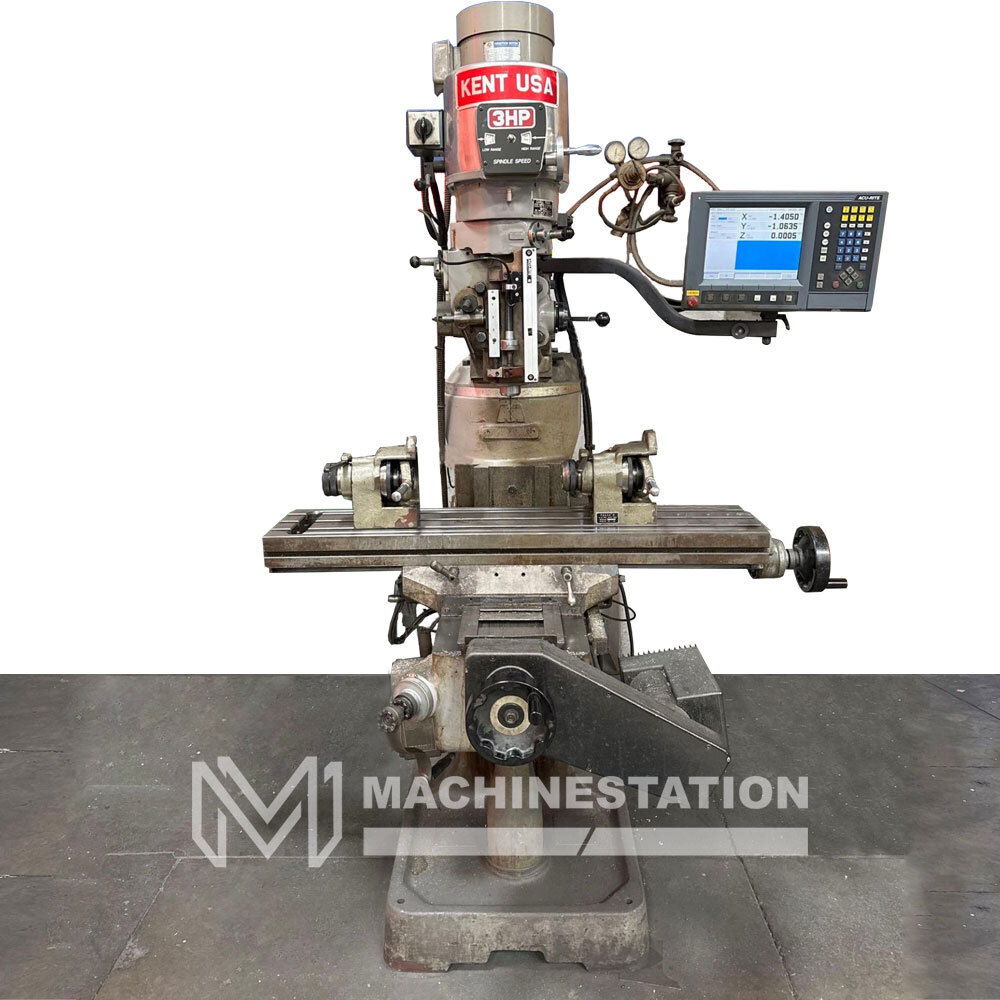 Kent #KTM-3VS, CNC vertical mill, 9" x42" tbl., 3 HP, R-8, 35" X, 12" Y, 15" Z, variable speed, Acu-Rite - Image 1