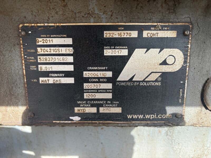 1480 HP @ 1200 RPM, Waukesha #7042-GSI, Natural gas engine core, extender oil pans, 2011 - Image 5