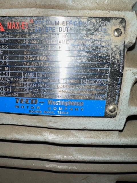 5 HP 1745 RPM Westinghouse, Frame 284T, 230/460 Volts, Squirrel Cage, electrically OK - Image 1