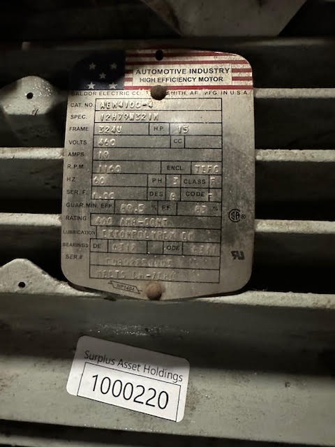 15 HP 1160 RPM Baldor, Frame 324U, 460 Volts, Squirrel Cage, electrically OK - Image 1