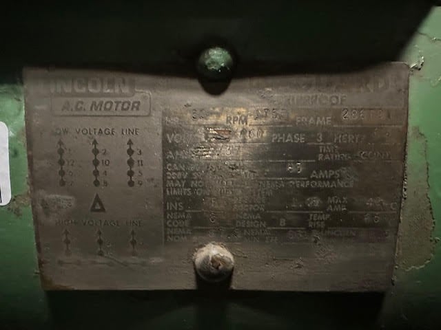 30 HP 1755 RPM Lincoln, Fr. 286TS, 460 Volts, Squirrel Cage, EOK - Image 1