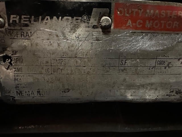 150 HP 3570 RPM Reliance, Fr. 445TS , 460 Volts, Squirrel Cage, EOK - Image 1