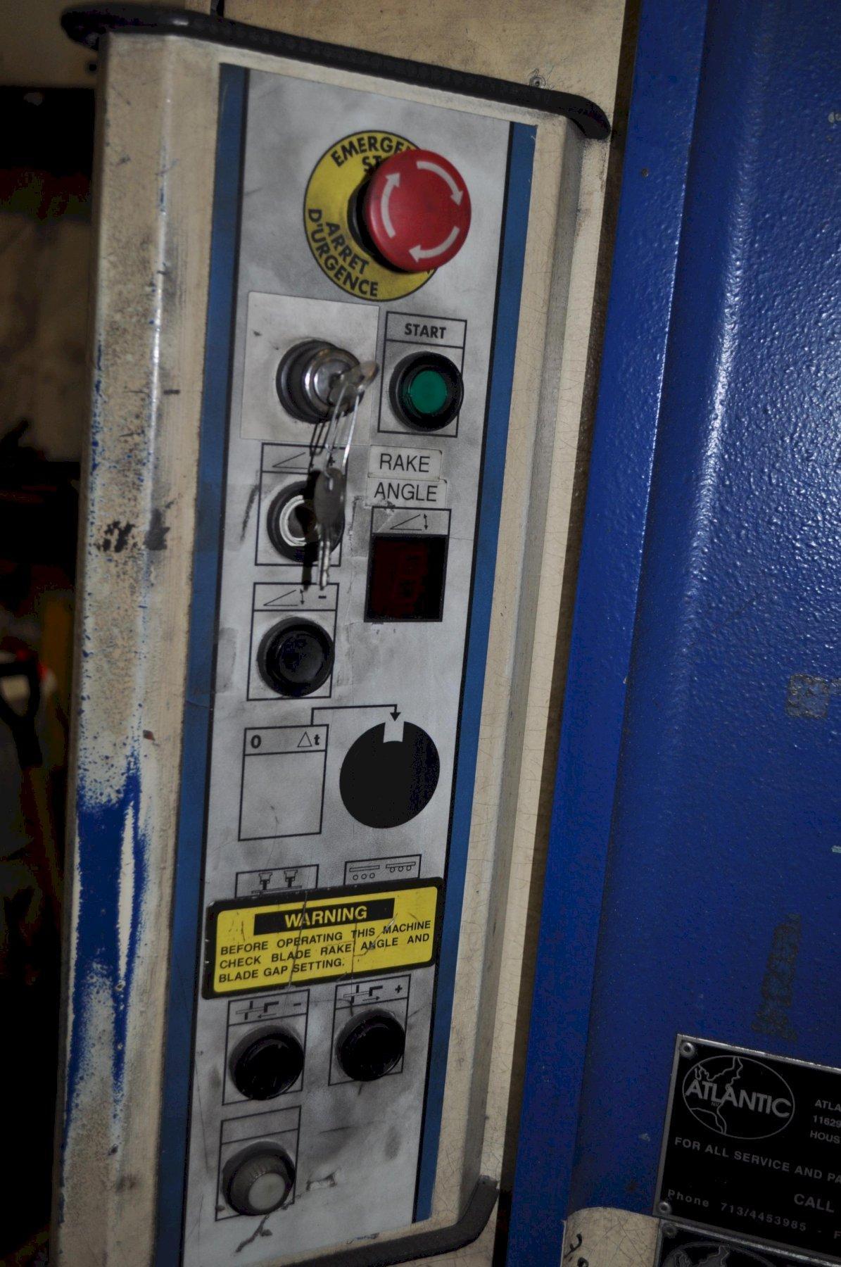 1/4" x 10' Atlantic #HOE-10-1/4, hydraulic shear, 30" front operated power back gauge, 39" squaring arm - Image 7