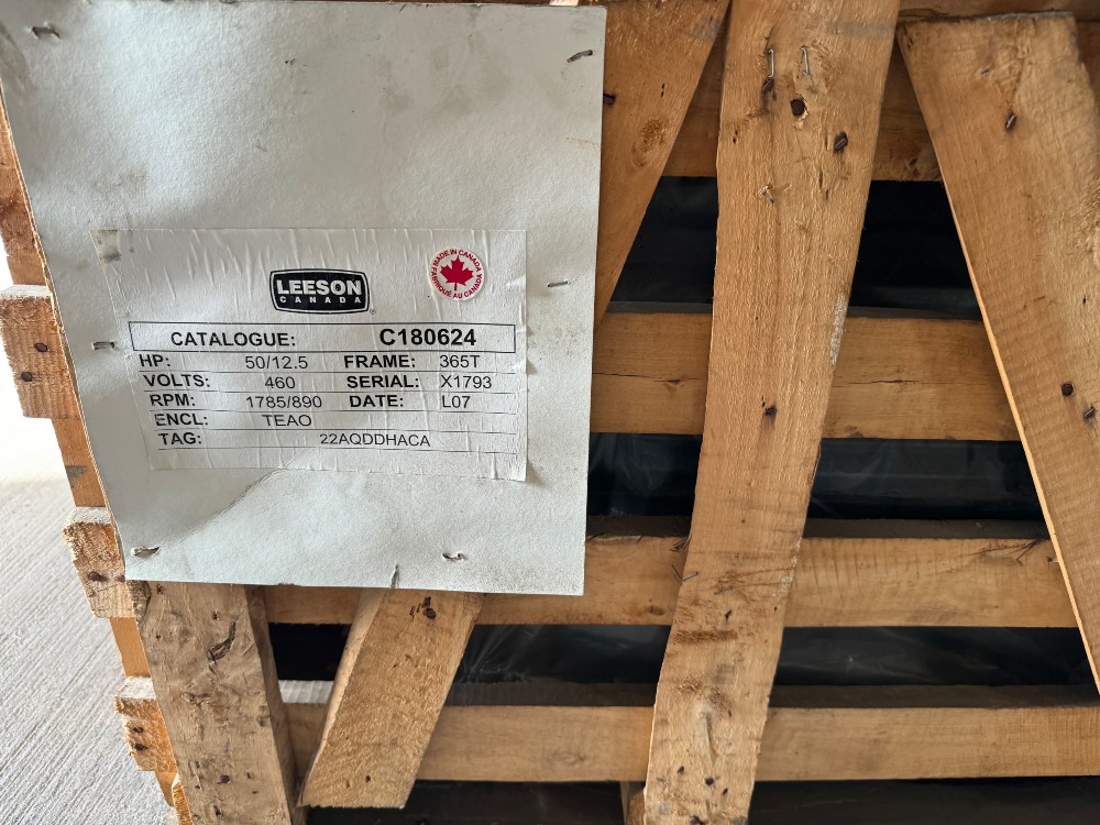 50/12 HP 1785/890 RPM Leeson, Frame 365T, TEAO BB, 460 Volts, New Surplus - Image 1