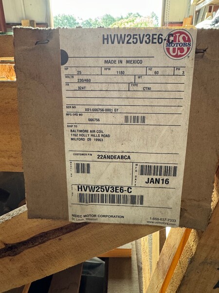 50/12 HP 1785/890 RPM Leeson, Frame 365T, TEAO BB, 460 Volts, New Surplus - Image 2