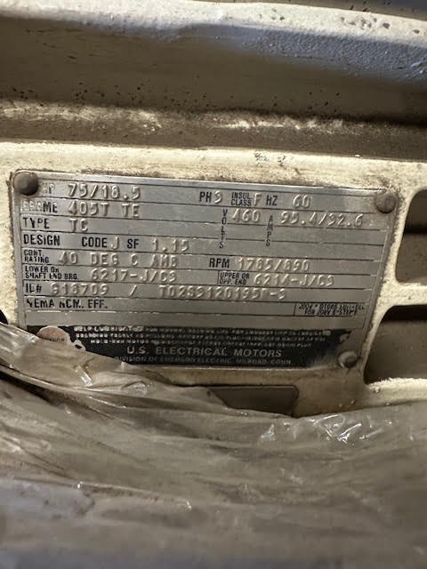 75/18.5 HP 1785/890 RPM U.S. Motors, Frame 405T TE, 460 Volts, Multi-Speed, Refurb - Image 1