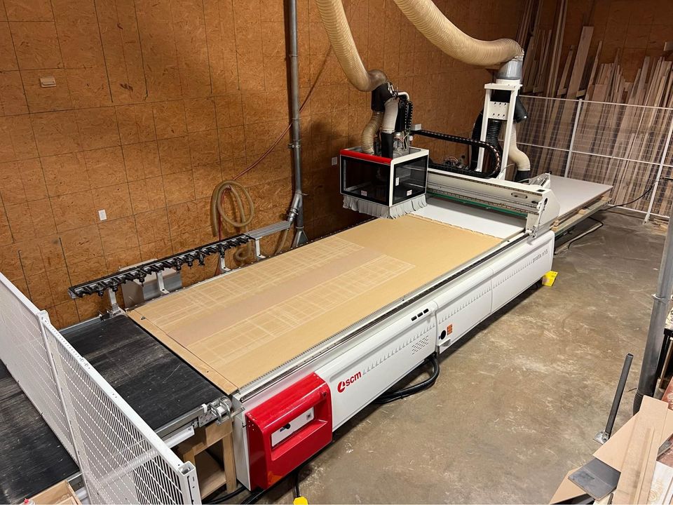 SCMI #Pratix-N-15, CNC router, 5' x 12' table, scissor lift, outfeed table, (2) 10 HP vacuum pumps, 2014 - Image 1
