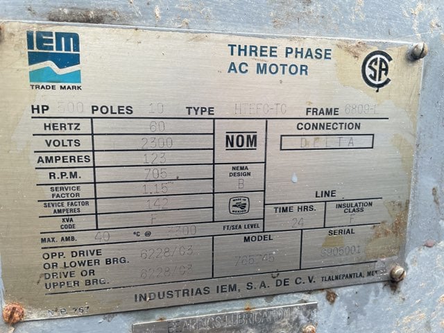 500 HP 720 RPM Iem, Frame 6809L, TEFC BB TUBE, 2300 Volts - Image 2