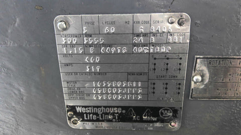 300 HP 3600 RPM Westinghouse Life-Line 1635B03G11, Frame 449TS, 2P, electrically OK, 460 Volts - Image 2