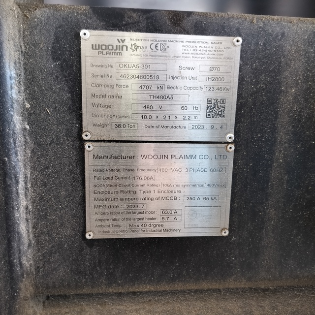 Woojin Plaimm #TH480A5, injection molder, 2023 - Image 2