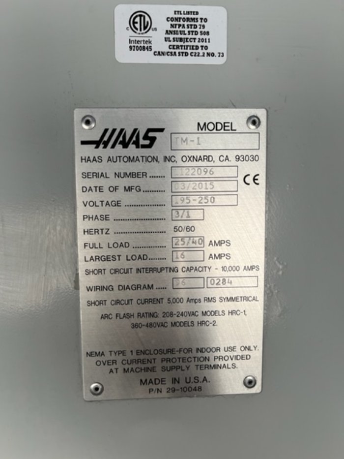 Haas #TM-1, vertical machining center, 10 automatic tool changer, 30" X, 12" Y, 16" Z, 4000 RPM, #40, 7.5 HP - Image 3