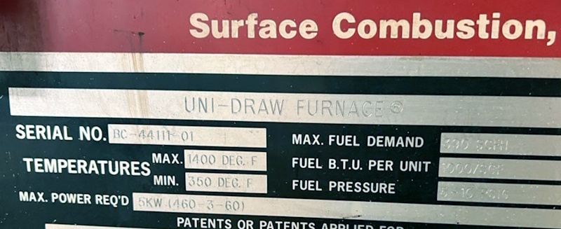 24" width x 24" H x 36" D Surface Combustion, Uni-Draw Temper Furnace, 480V., 1400°F, Honeywell Controls - Image 7