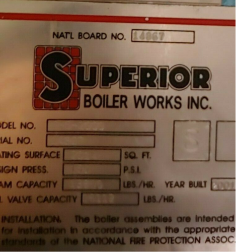 400 HP Superior, Steam Boiler/Firetube Boiler, 150 psi, 2001 - Image 6
