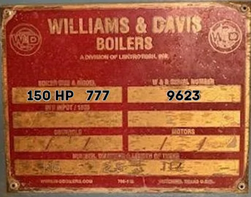 150 HP Williams & Davis #150-HP, Steam Boiler, Natural Gas/Diesel, 150 psi, 2012 - Image 3
