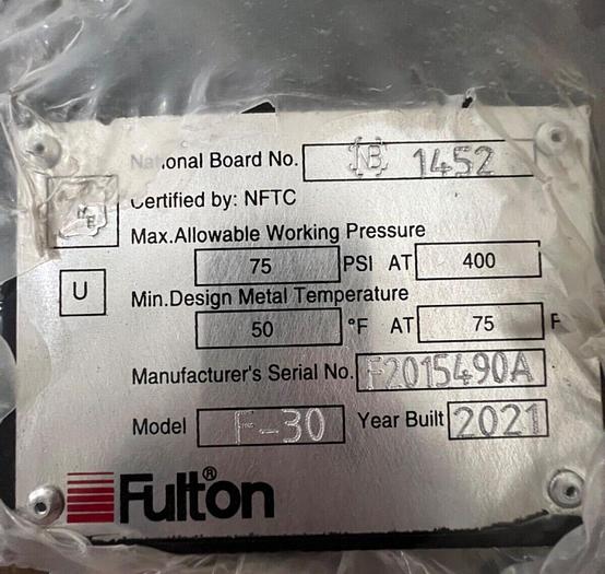 30 HP Fulton #FB-030-A, Steam Boiler, Natural Gas, 90 sq.ft., 1035 lbs./hr., 150 psi, 2022 - Image 6