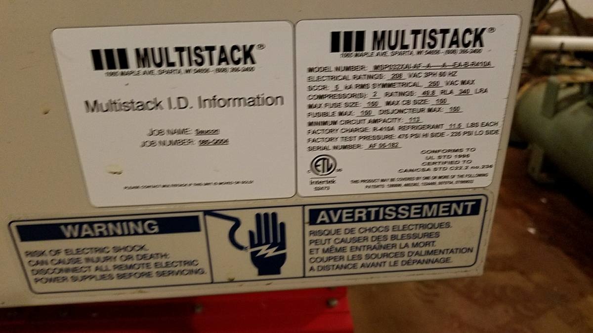 Multistack #MSP032XA, Chiller, R-410A, 475 psi Hi, 235 psi Lo, 208 Vac - Image 2
