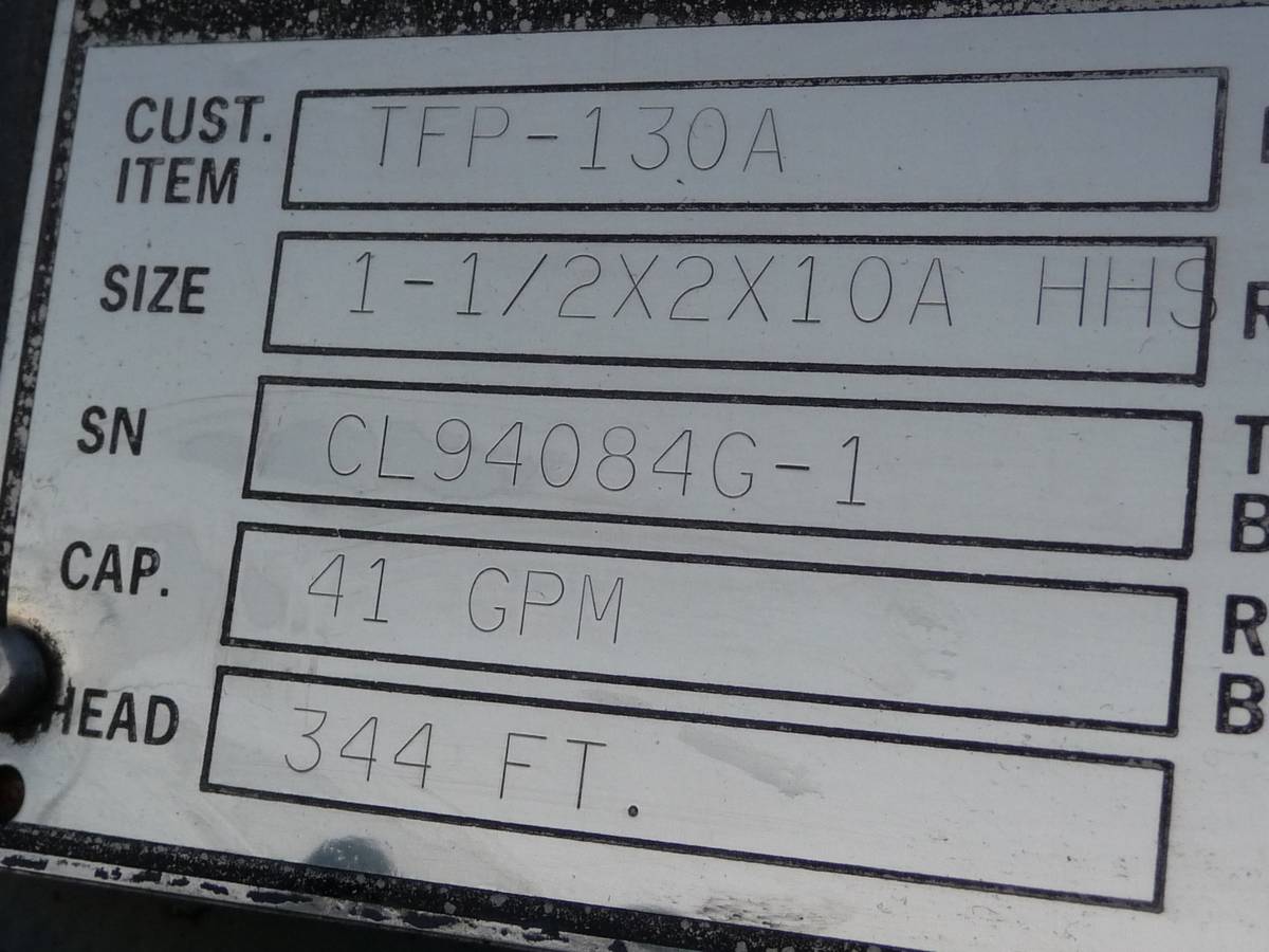 41 GPM @ 344' TDH Union, Centrifugal Pumps, 1-1/2 x 2 x 10A HHS size, 15 HP, 460 V, 3500 RPM - Image 2