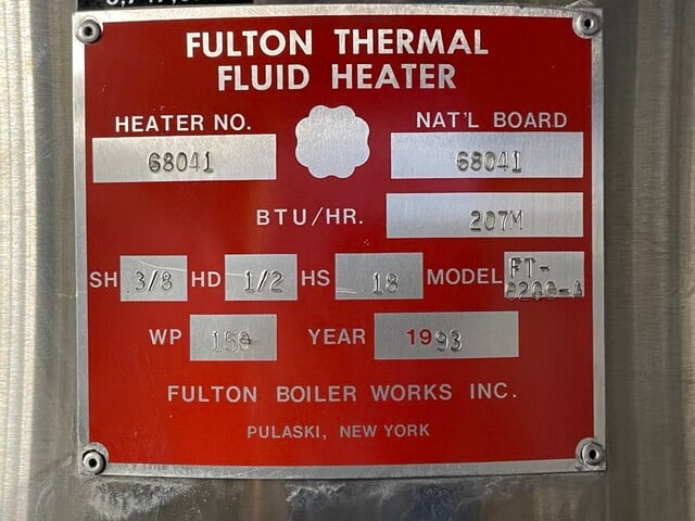 207 MBTU Fulton, Hot Oil Heater, 1993 - Image 6