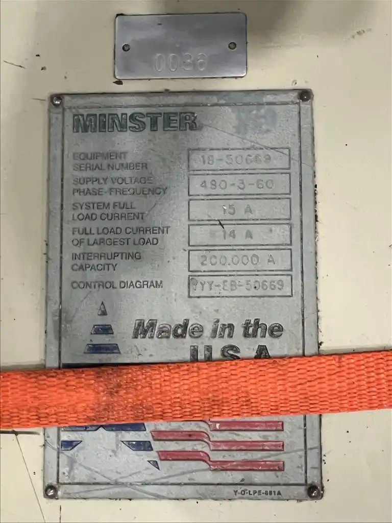 26" x .35" Minster, Servo Feed Line, 15000 lb., w/MEF5-26S Servo Feed, MTT12-26S Thread Table, MSH30-26-7 - Image 4