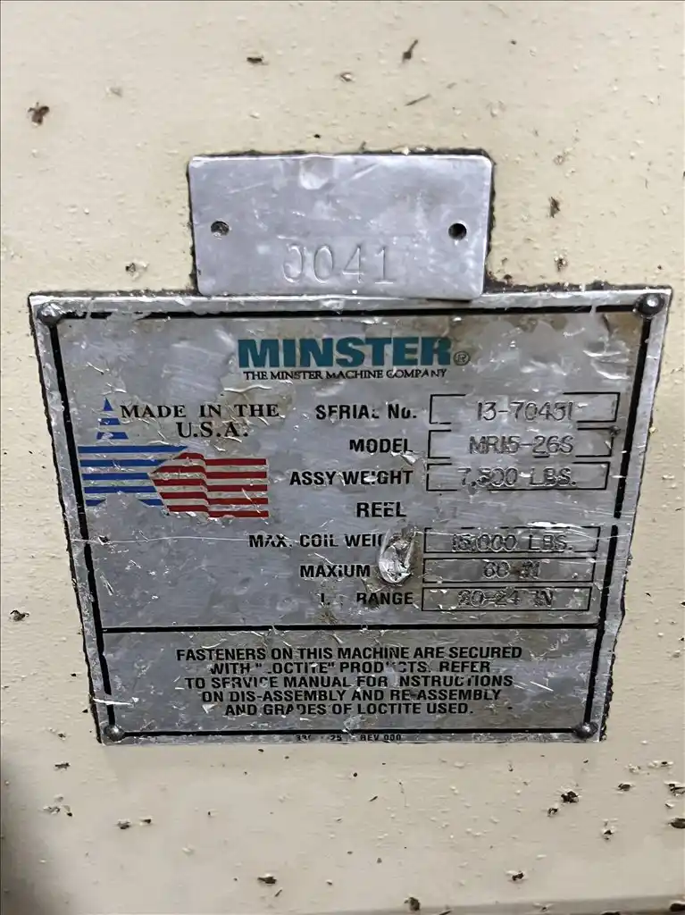 26" x .35" Minster, Servo Feed Line, 15000 lb., w/MEF5-26S Servo Feed, MTT12-26S Thread Table, MSH30-26-7 - Image 5