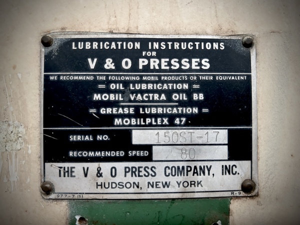 150 Ton, V & O Press #150ST, OBI press, 7" stroke, 20" Shut Height, 80 SPM, 1980 - Image 10