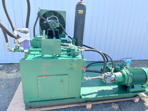 30 HP & 7 1/2 HP Hydraulic power pack with 2 hydraulic pumps, 3500 psi., air cooler & accumulator - Image 4