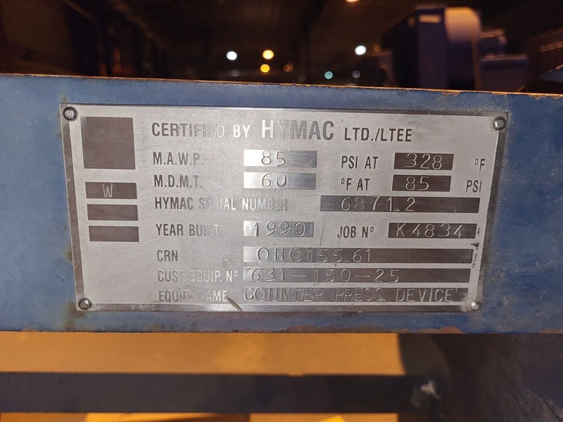 Counter Pressure Device, HYMAC OHO155.61, 85 psi MAWP - Image 2