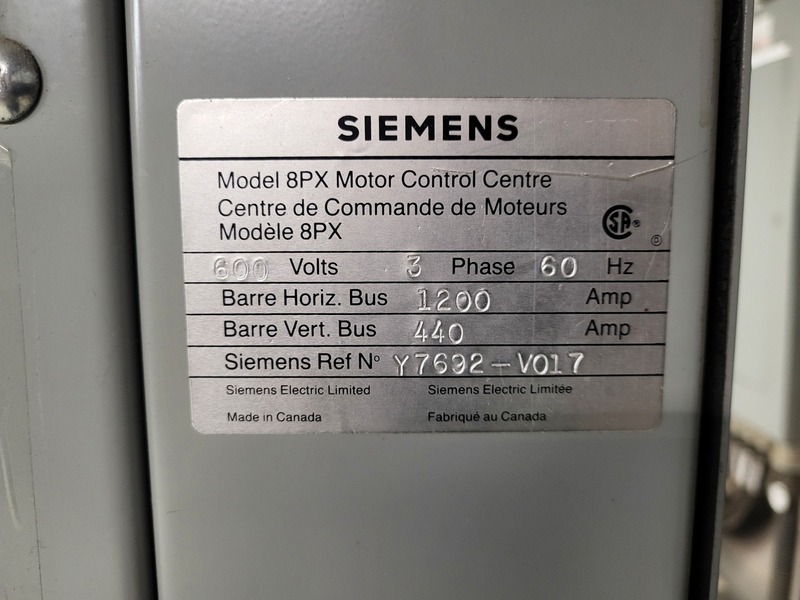 Siemens, 8PX, 600 Volts, 3-Phase Motor Control Center (MCC) - Image 2