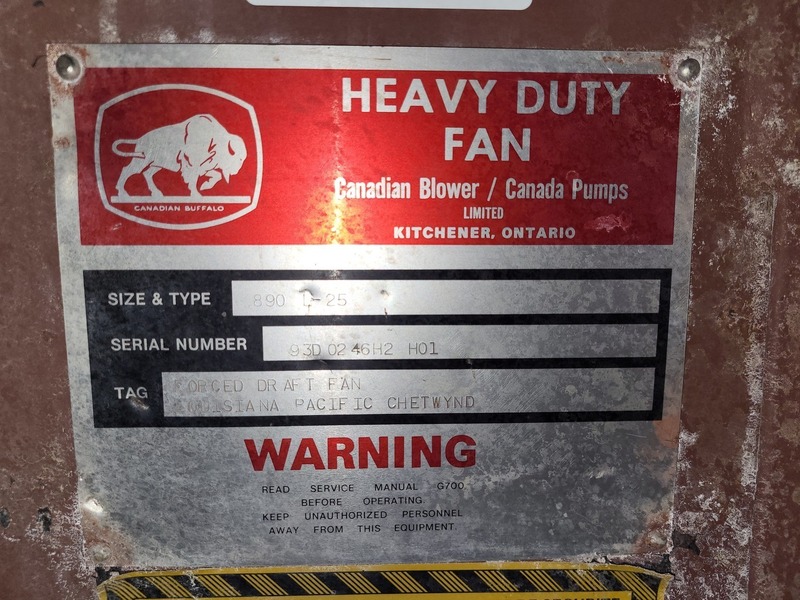 Canadian Blower, force draft fan, size 890, type L-25, 200 HP motor 575 V., 1785 RPM - Image 2