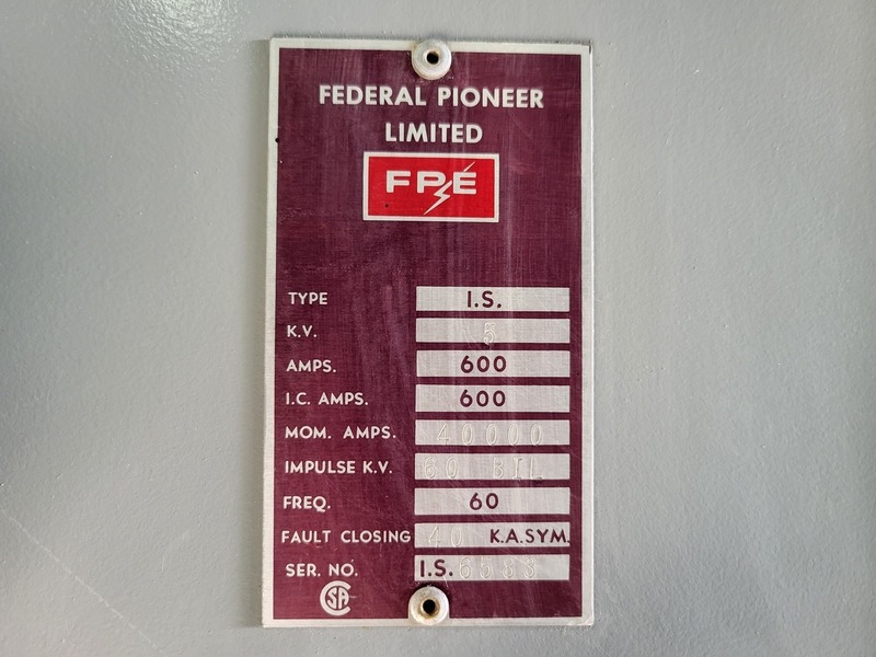 600 Amps. Federal Pioneer #IS, switchgear unit, 5000 Volts, 3-Ph - Image 2