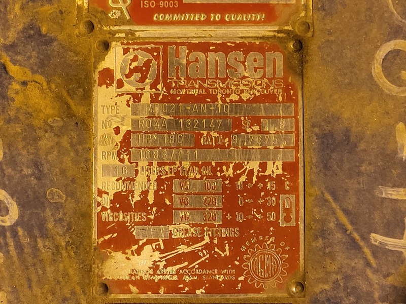 180 HP @ 1086 RPM, Hansen #RDC21-AN-10, 111 RPM out, 9.76 :1 ratio gear reducer - Image 2