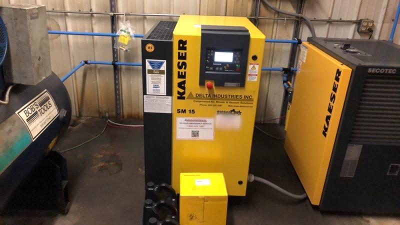 55 CFM, 125 PSIG, Kaeser #SM15, Rotary Screw Air Compressor, w/ dryer, 15 HP, 3525 RPM, 460 V., 3279 Hrs, 2022 - Image 2