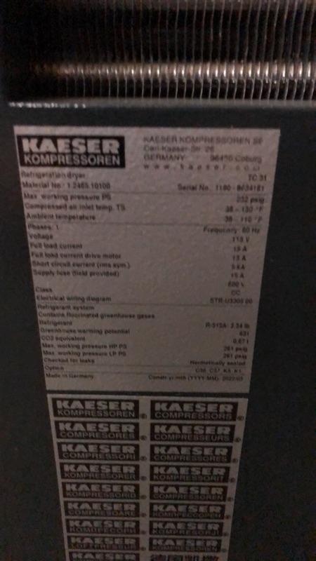 55 CFM, 125 PSIG, Kaeser #SM15, Rotary Screw Air Compressor, w/ dryer, 15 HP, 3525 RPM, 460 V., 3279 Hrs, 2022 - Image 8