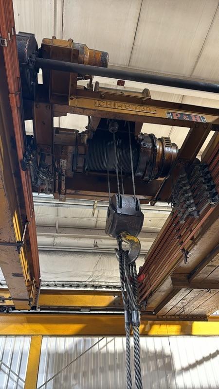 5 Ton, P & H Double Grinder Bridge Crane, 42' Span, 48' Runway, 10' Column, Pendant Control - Image 3
