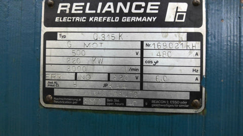 295 HP 2000 RPM Reliance G315K, 480 VA - Image 7