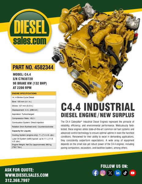 132 HP Caterpillar #C4.4, Diesel Engine Assembly - Image 2