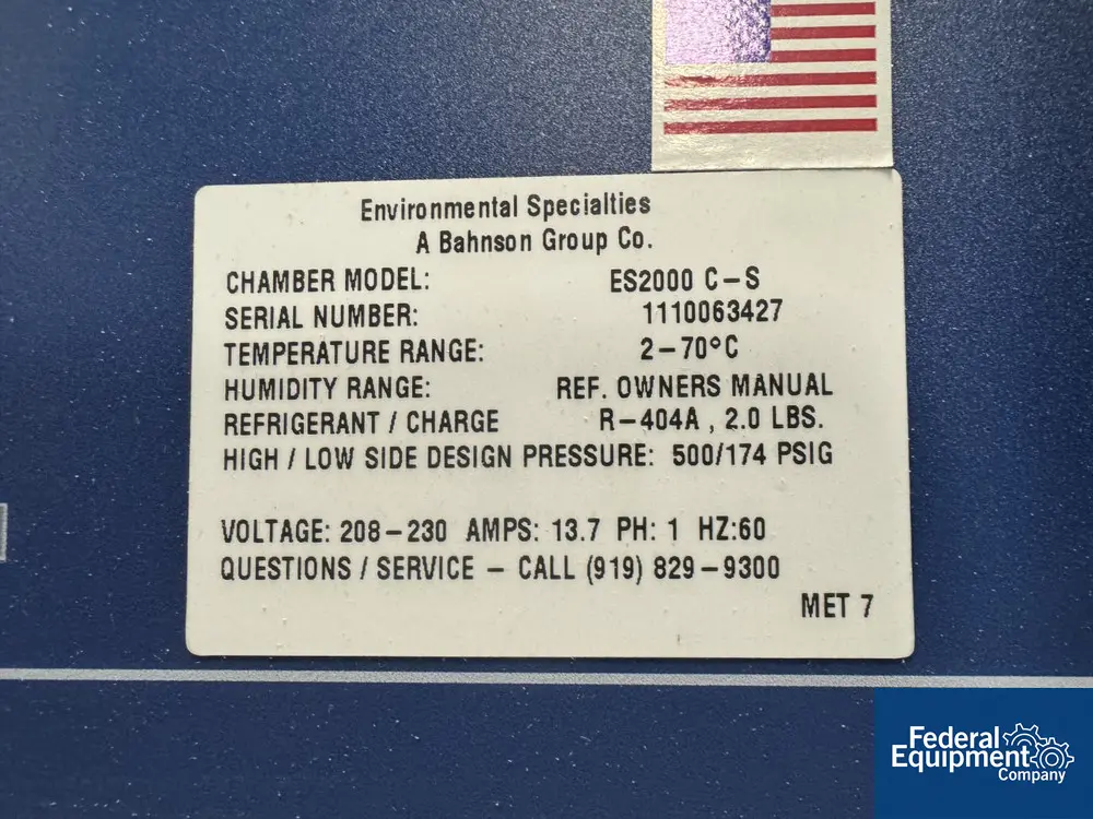 Environmental Specialties #ES2000-CS, Chamber, 70°C, 174 PSIG - Image 2